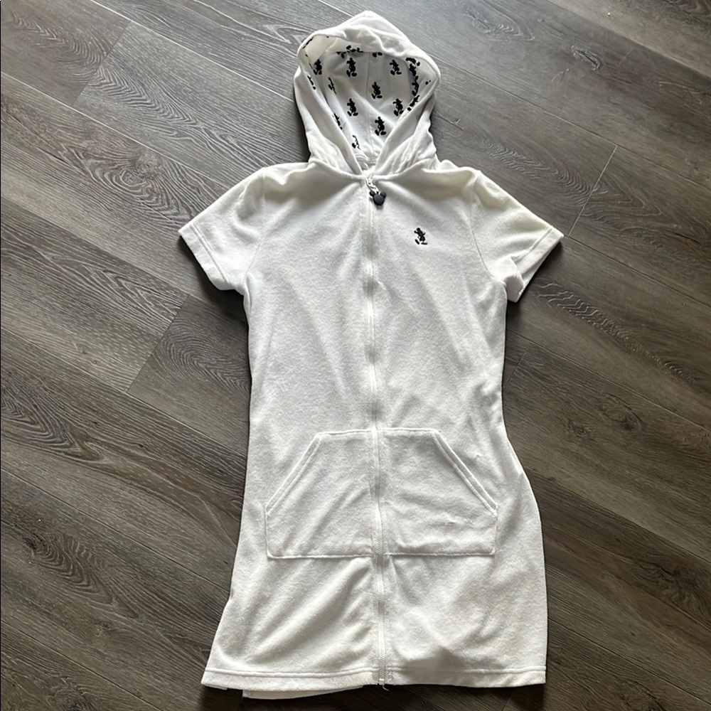 Disney White Hooded Swim Coverup